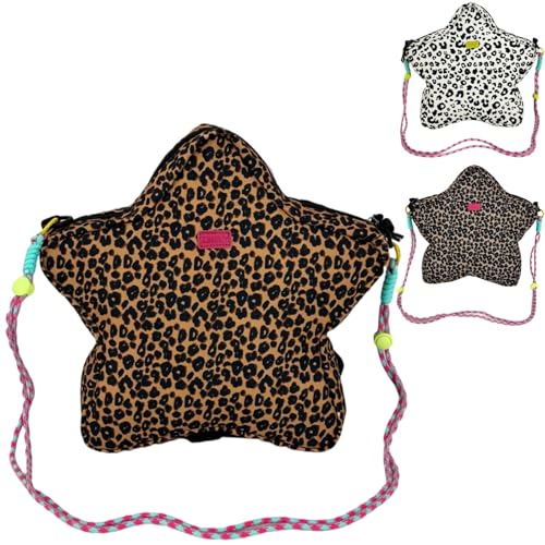 Crossbody Bag Nylon Leopard Print Star Shape Small Casual Shoulder Bag Hobo Bag Change Purse Travel Daypacks