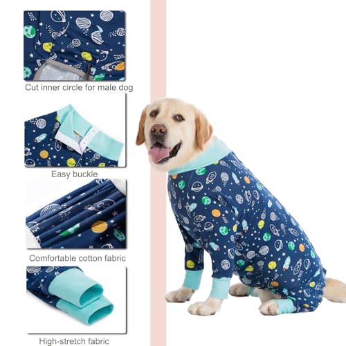 Image of Recovery Suit for Large Medium Dogs After Surgery, Soft Breathable Anti Licking Dog Onesie E-Collar & Cone Alternative, Pet Bodysuit for Preventing Hair Loss Full Cover Wound(3XL, Rocket)