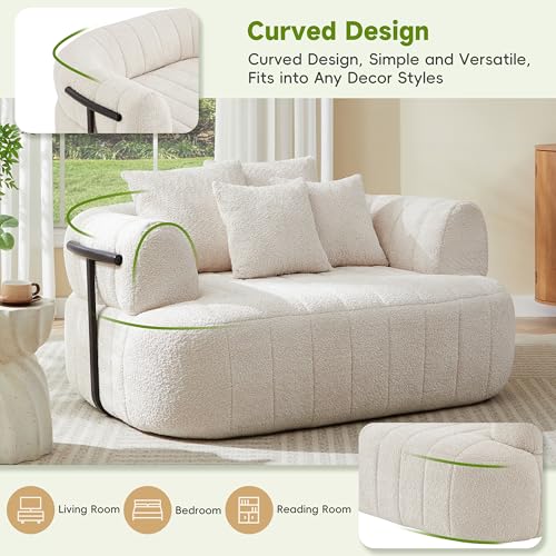 Sillón boneless boucle beige cómodo plegable miniatura 6