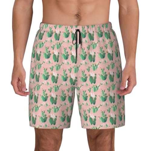 Short de bain homme imprimé cactus tropical léger et respirant pour la plage