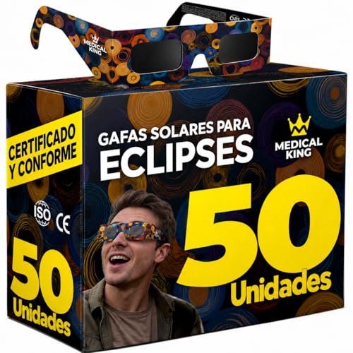 Miniatura 7 de Medical king Gafas Eclipse Solar Homologadas ISO 12312-2 - Viene Con 2 Lentes Fotográficos Para Smartphone Aprobados según la norma ISO, con certificación CE: Gafas para ver eclipses solar 2026