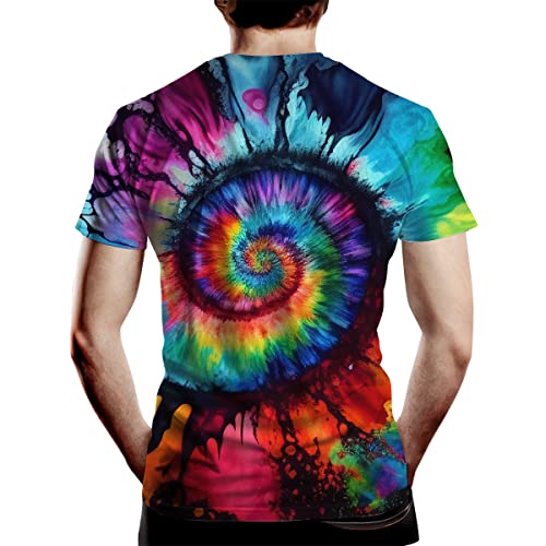 TiwBski Novelty Tie Dye Style T-Shirts for Men Spiral Streak Print Shirt with Short Sleeves3