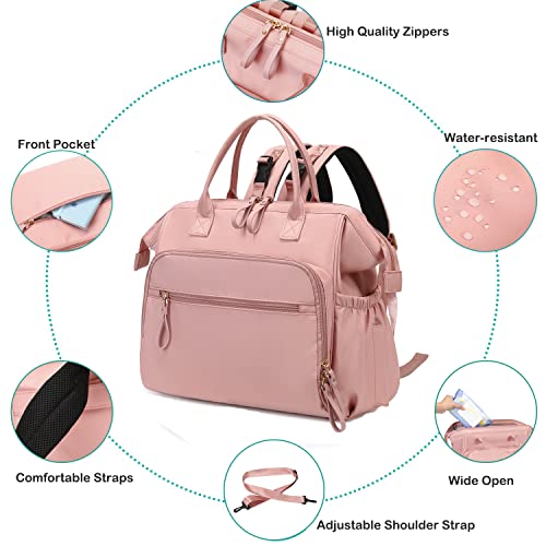 Image of LORADI Large Diaper Bag Tote, 14 Pockets Stylish Baby Bag with Stroller Clips and 3 Insulated Pockets, Baby Shower Essentials