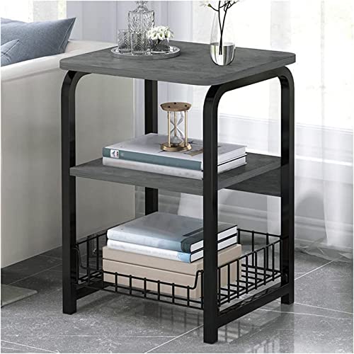 Mesa Auxiliar para sofá, Mesa Auxiliar Cuadrada, Mesa Auxiliar pequeña, Mesa de Centro de 2/3/4 Niveles con Cesta de Almacenamiento, fácil de Montar, para balcón, Sala de Estar, jardín, D1