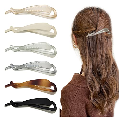 Banana Clips Matte Hair Banana Clip Medium Hair Clips for Thin Medium Thick Hair 4.3" Non Slip Strong Hold Ponytail Holder Clip for Women and Girls (Matte color series)