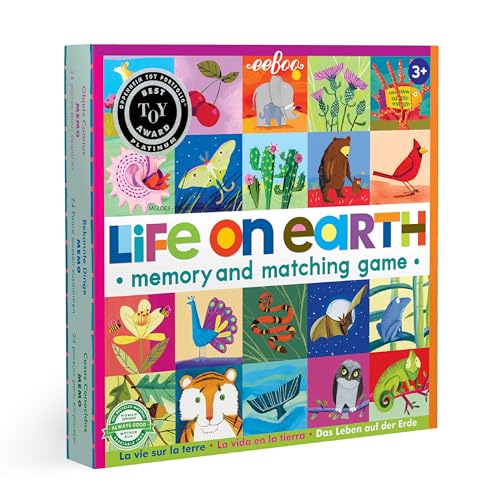 eeBoo: Memory and Matching Game - Life on Earth- 24 Pairs, Develops Recognition, Concentration, Memory & Vocabulary Skills, Age 3+