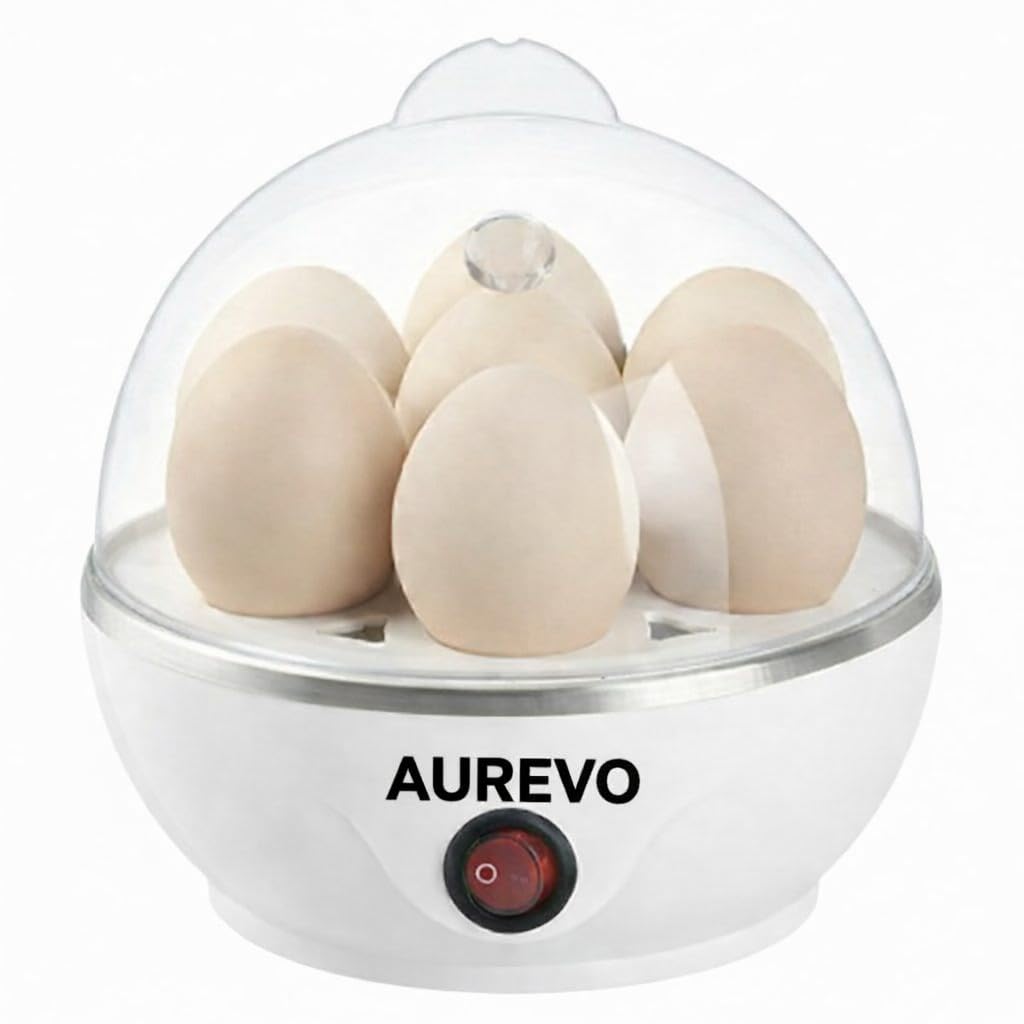 Egg Boiler Electric Automatic Off 7 Egg Poacher For Steaming, Cooking, Boiling And Frying, 350 Watts (WHITE)