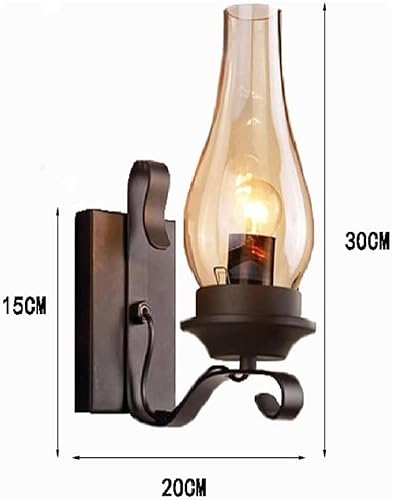 Miniatura 4 de Aplique de pared estilo campestre bronce aceitado con vidrio ámbar lámpara de pared vintage E26E27 base para casa de campo dormitorio sala