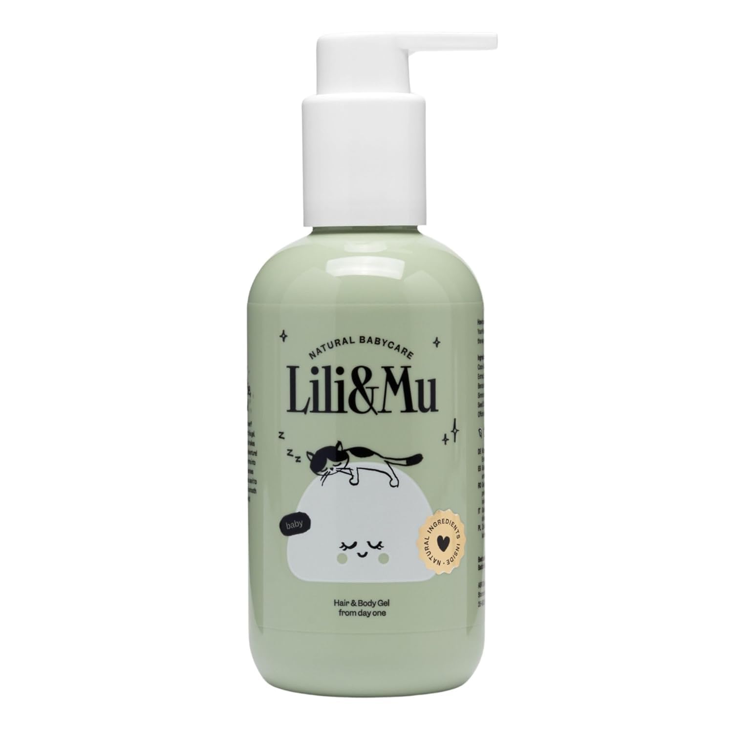 Lili&Mu Champú para Bebé y Gel de Ducha 200 ml - Desde el 1er Día, Dermatológicamente Probado - Alantoína, Aceite de Jojoba, Caléndula, Aloe Vera - Espuma de Baño, Cosmética Natural