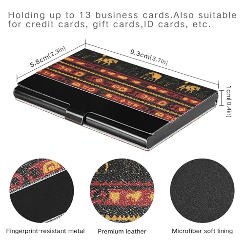 KLL Native American Buffalo Sun Pattern Red Black Yellow Ultra-Thin Business Card Holder case with Leather and Stainless Steel Card Organizer for Protects Your Cards tarjetero para Hombre3