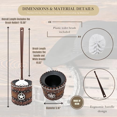 Image of Rustic Toilet Brush Holder Set - Western Bathroom Decor, Cowboy & Southwestern Style, Toilet Cleaner & Scrubber for Cabin & Rustic Home Decor, Decorative Toilet Brush and Holder