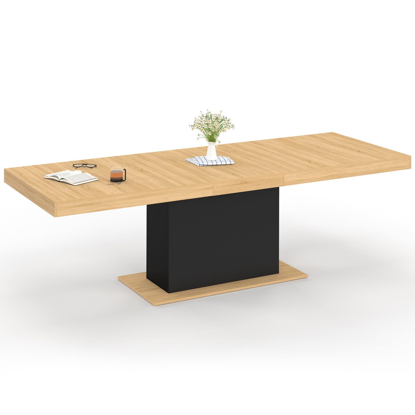 IDMarket - Tavolo da pranzo rettangolare allungabile EDEN 6-​10 persone in legno e nero 160-​200 cm