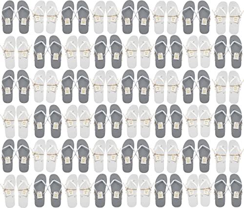 Image of Winterlace Bulk Flip Flops for Wedding Guests 48 Pairs Reception Slippers Destination Beach Pool Spa Sandals Wholesale Pack