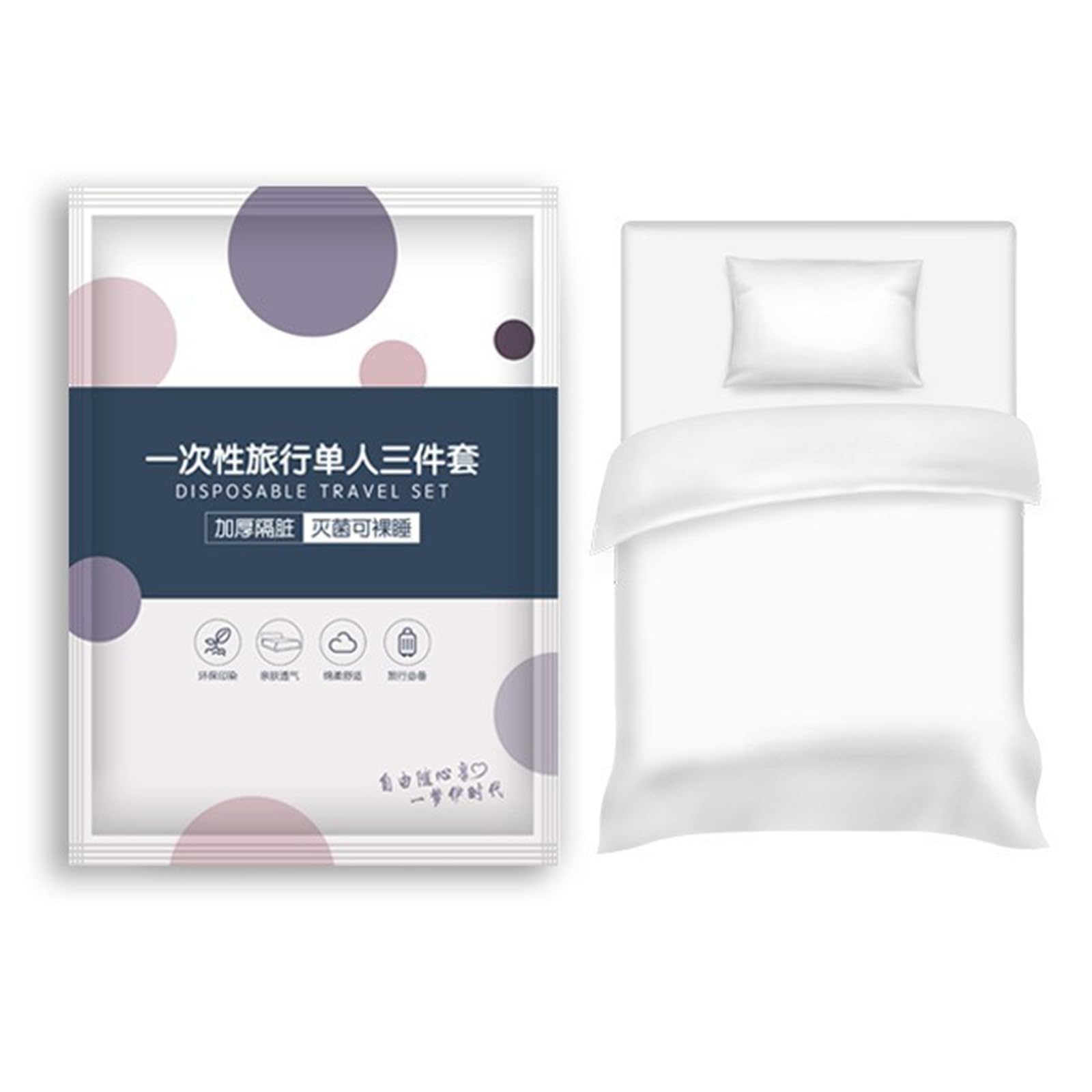 Tsophreniq Nonwoven Travel Sleepings Bag for Hotel Disposable Sheets Quilt Cover and Pillowcase for Outing Bedroom Accommodation Rental Property Set