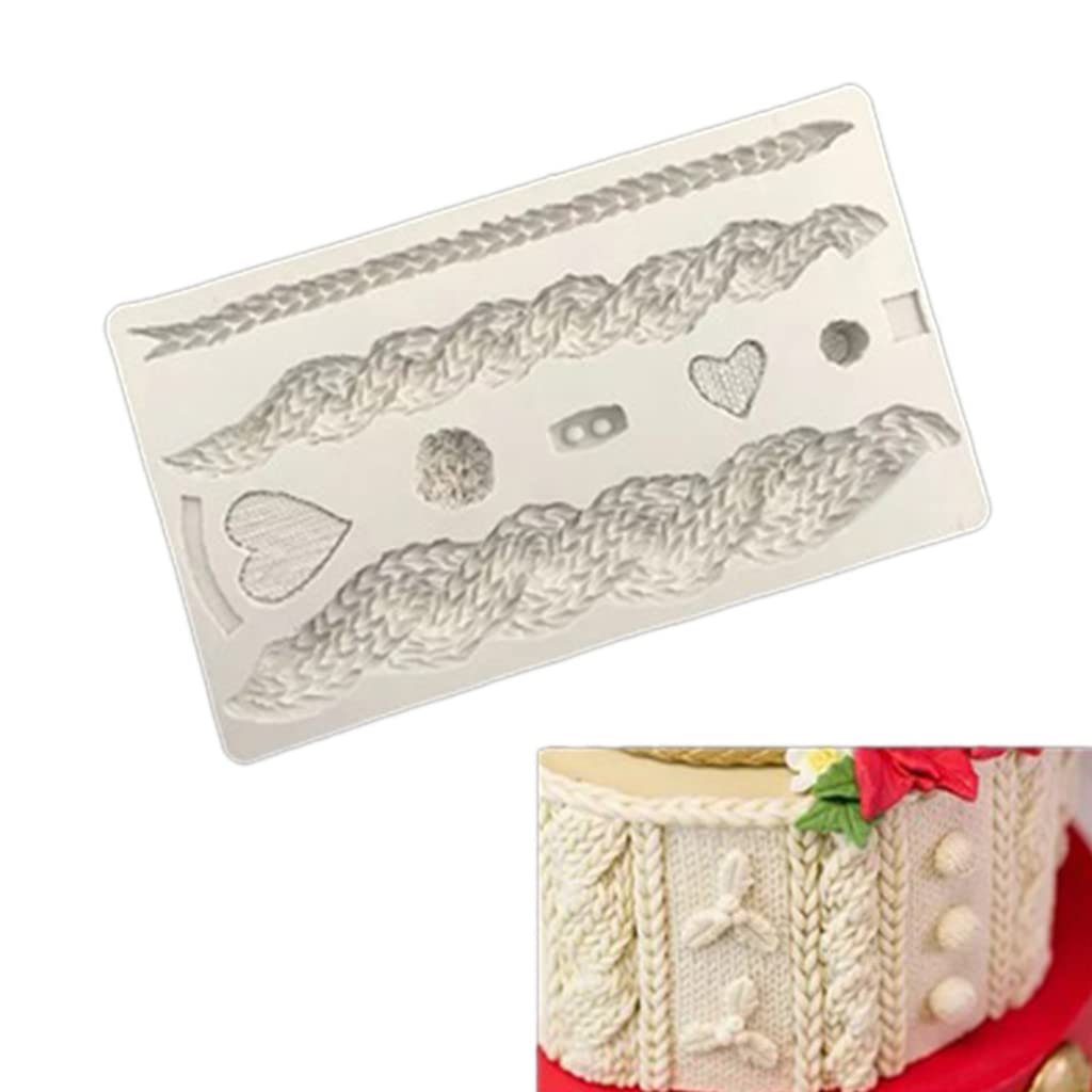 Xjdzineq Cookie Cutter Fondant Cake Mold Food-Grade Silicone Christmas Cookie Cutter Knitted Texture Shape Environmentally Cake Molds for Baking Silicone