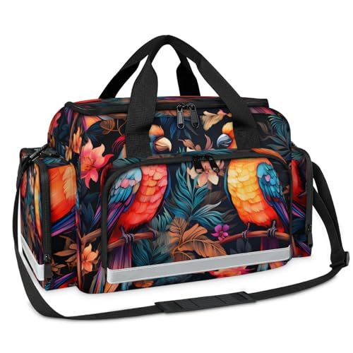 GzLeyigou First Aid Bags Empty, Rainforest Birds Emergency Bag First Aid Kit Multiple Compartment Kit Carrier On Call Trauma Bag For Paramedics Emergency Medical Supplies Kit