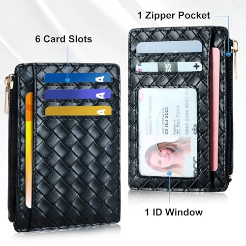 Image of Tipmile Mens RFID Wallet, Small Slim Business Credit Card Holder, Mens Gift | Mini Tiny Cute ID Case, Minimalist Zipper Pocket Wallet, Thin Coin Purse, Mothers Gift