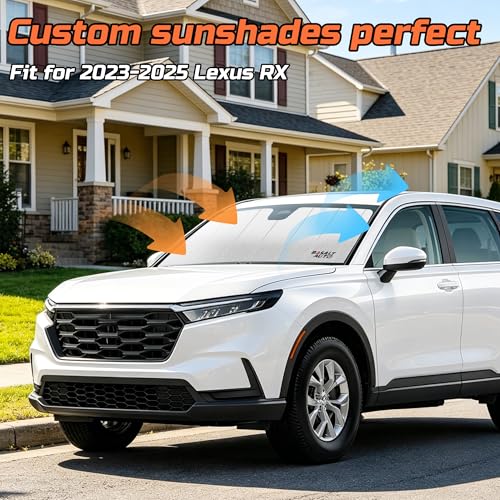 2023-2026 RX Windshield Sun Shade Compatible with 2023-2026 Lexus RX350 / RX350h / RX450h+ / RX500h Silver Reflective Foldable Front Sun Visor Sunshade Protector with Storage Bag Keep Interior Cool - Image 3