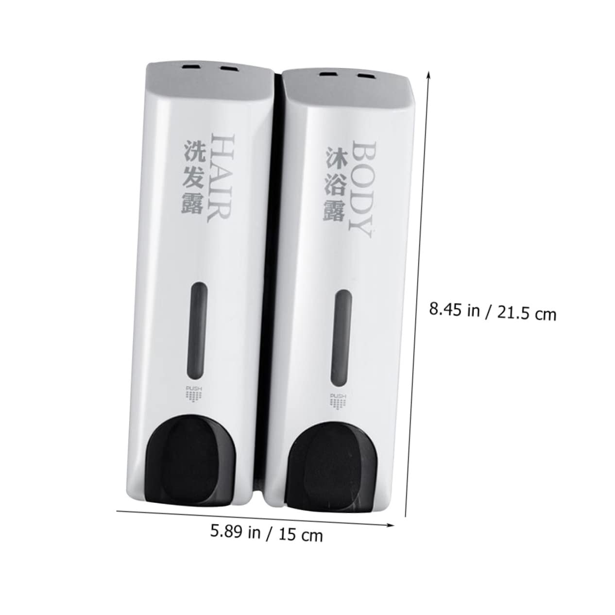 Dispensador de Plástico Blanco Recargable de Jabón y Champú de Pared sin Perforaciones Diseño Compacto Pulsador Fácil de Usar para Baño en Casa