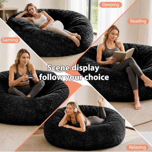 Image of Memory Foam Bean Bag Chair for Adults,Comfy Large Beanbag