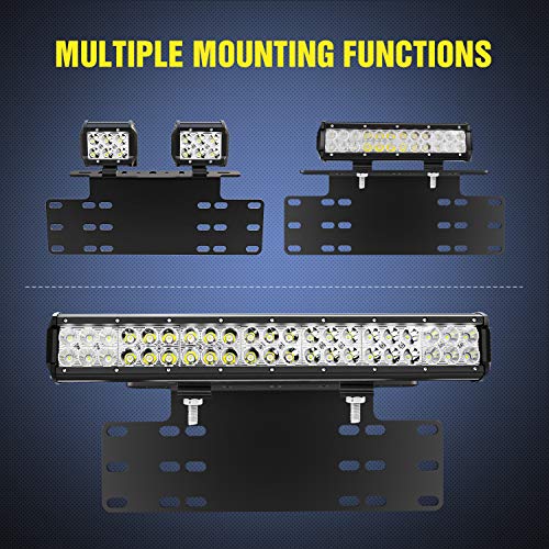 Image of Nilight 90044B Universal License Heavy Duty Steel Front Plate Mounting Bracket Holder for Off-Road LED Work Lamps Lighting Bars, 2 Years Warranty, Black
