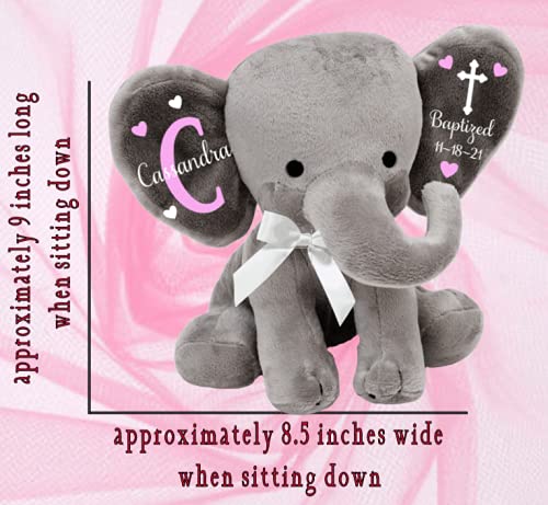 Miniatura 5 de Baptism Gift - Christening Gift - Godchild Gift - Godparent Gift - Personalized Plush Elephant (Pink Elephant)
