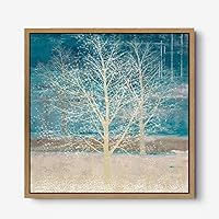 Framed Canvas Wall Art Gold Trees and Colorful Landscape Canvas Prints Home Artwork Decoration for Living Room,Bedroom - 16x16 inches