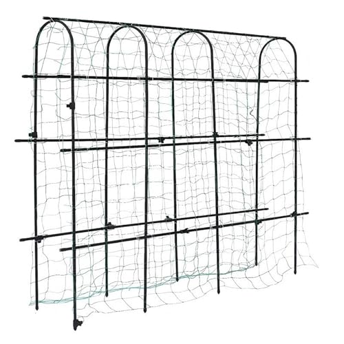 植物 支柱 トレリス アーチ支柱 菜園つる棚セット きゅうり棚や野菜棚として使用可能でつる植物棚 園芸用品 支柱 付き 錆びない素材で組み立てかんたんな屋外ガーデニング用品で庭や菜園の園芸に最適 (ブラック)