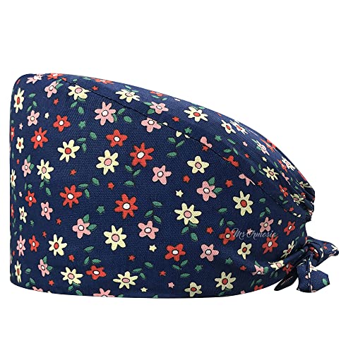 niaahinn Working Cap with Buttons for Women Adjustable Scrub Hat with Sweatband Nusing Hat with Cute Prints (12108)
