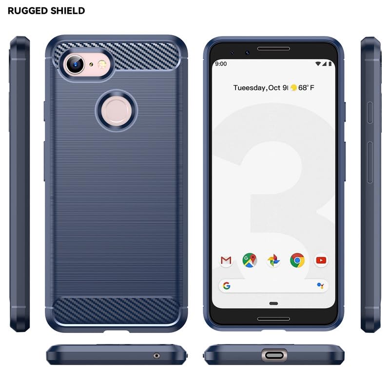 Image of Hybrid Carbon Fiber Back Case for Google Pixel 3A XL (Blue)
