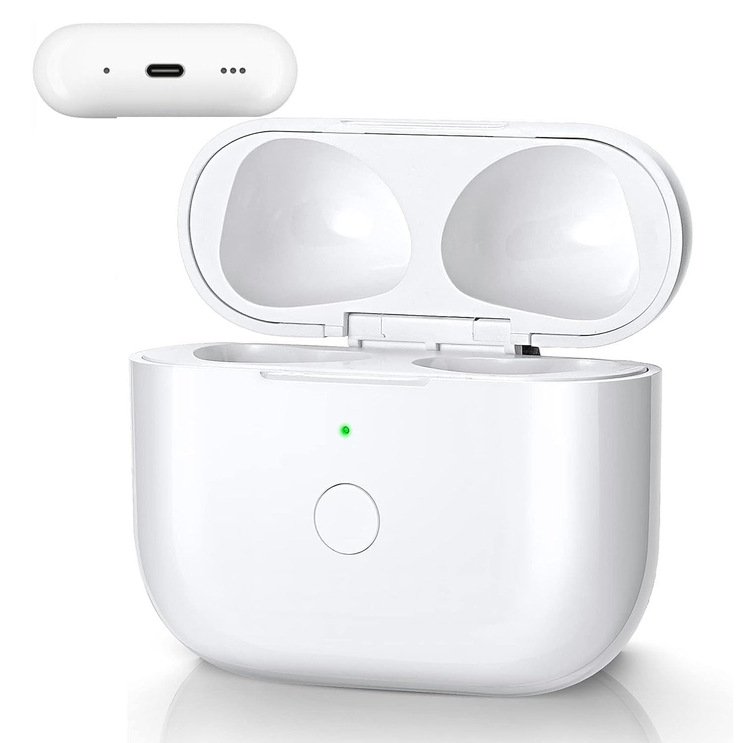 USB-C - Custodia di ricarica wireless compatibile con AirPod 3(2021), custodia di ricarica wireless di tipo C con pulsante di accoppiamento Bluetooth e batteria integrata