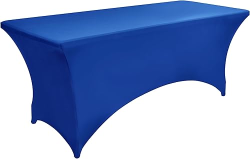 Miniatura 19 de Paquete de 2 Cubiertas de Mesa de Spandex Negro de 6 pies para Mesas Plegables Rectangulares Estándar - Manteles Elásticos Resistentes a las Arrugas