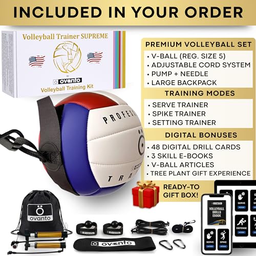 Image of OVANTO Volleyball Training Equipment Aid - Adjustable Practice Volleyball Kit