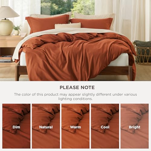 Image of Bedsure Duvet Cover Oversized King Size - Soft Double Brushed Bedding Set for Kids & Adults, Zipper Closure, 3 Pieces, Includes 1 Duvet Cover (120 inchx98 inch) & 2 Pillow Shams, NO Comforter, Terracotta