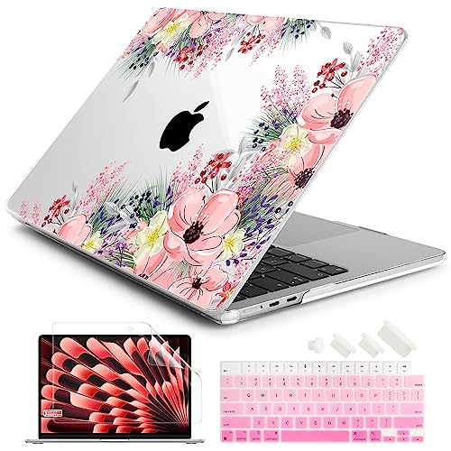 Batianda Premium Case for New MacBook Air 15 inch 2024 2023 with M3/M2 Chip Model A3114 A2941, Designed Protective Plastic Hardshell & Keyboard Cover & Screen Protector, Beautiful Floral (B0C76X45WZ) Amazon Price History, Amazon Price Tracker
