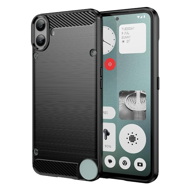 Image of NPRC Hybrid Ultra Slim Protective Case TPU Non-Slip Carbon Fiber Texture Shockproof Case Cover for CMF Phone 1 - Black