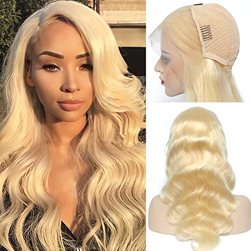 613 lace front wig human hair for women body wave wig, brazilian virgin 13x4 Blonde human hair wigs 150% density Pre Plucked Natural Hairline wigs with Baby Hair (30inch)