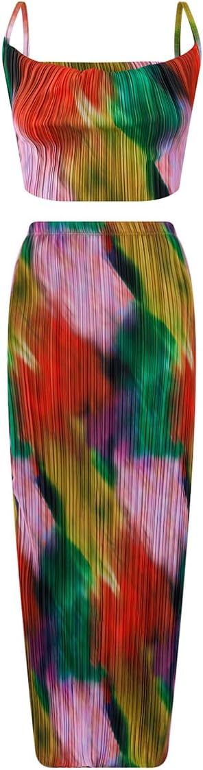 LASPIA Women’s 2 Piece Beach Outfit: Sleeveless Tank, Maxi Skirt