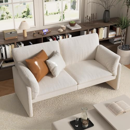 UNIONLINE Sofa 3 sitzer, Schlafsofa 172 cm Breit, modernes Teddy Liebessitz-Sofa, 2-3-Sitzer für Wohnzimmer, Schlafzimmer, Wohnung, Home Office, Weiß