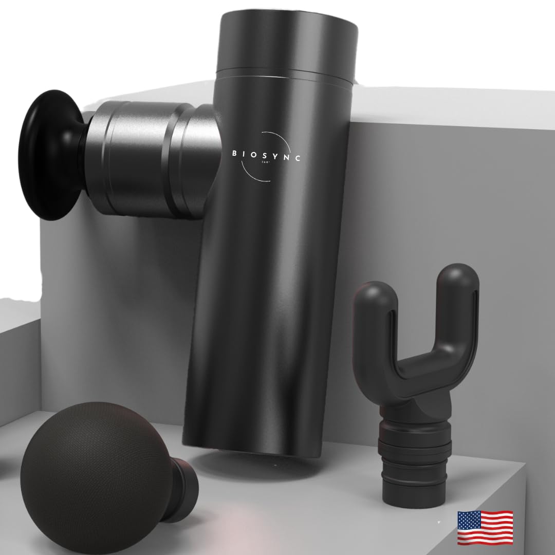Massage Gun BioSync360 Portable Mini Massager Recovery Tool Travel Size Pain Relief Deep Tissue Neck Back Full Body