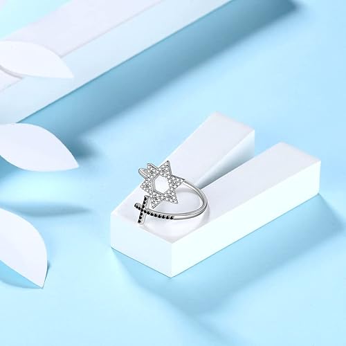 Miniatura 10 de Collar con colgante de estrella de David judía con cruz celta joyería cristiana religiosa para hombre y mujer de plata de ley 925 Cresent Moon