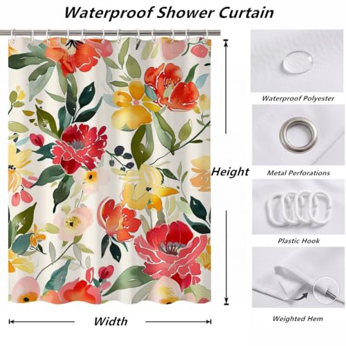 Rideau douche 120x150cm en tissu polyester lavable avec œillets