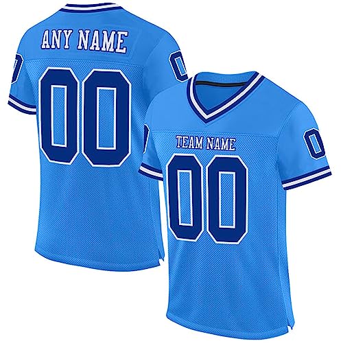 Custom Football Jersey, Football Shirt, Football Jerseys for Women, Football Jerseys for Men, Powder Blue Royal-White Football Jersey, Football Shirts for Men, Football Gifts