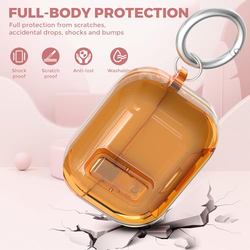 Image of Compatible with Airpods Pro 3 Case Clear with Lock Phone Stand, Soft TPU Magnetic Automatic Lock Apple AirPods Pro 3rd Generation Protective Cover Women Men + Cleaning Kit for iPod Pro3 Case Orange