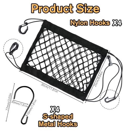 Tikplus Gepäcknetz Motorrad mit 4 Haken,25×30CM Motorrad Netz,Gepäcknetz Fahrrad Gepäcknetz Klein,Motorrad Helmnetz Motorrad Gepäcknetz Helmnetz mit Haken für Fahrrad Motorrad usw