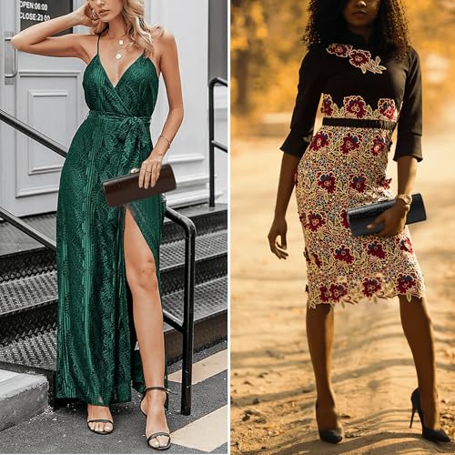 Image of Vegan PU Leather Evening Clutch Purses Crocodile Pattern Handbags Formal Envelope Shoulder Bags for Party Wedding Prom