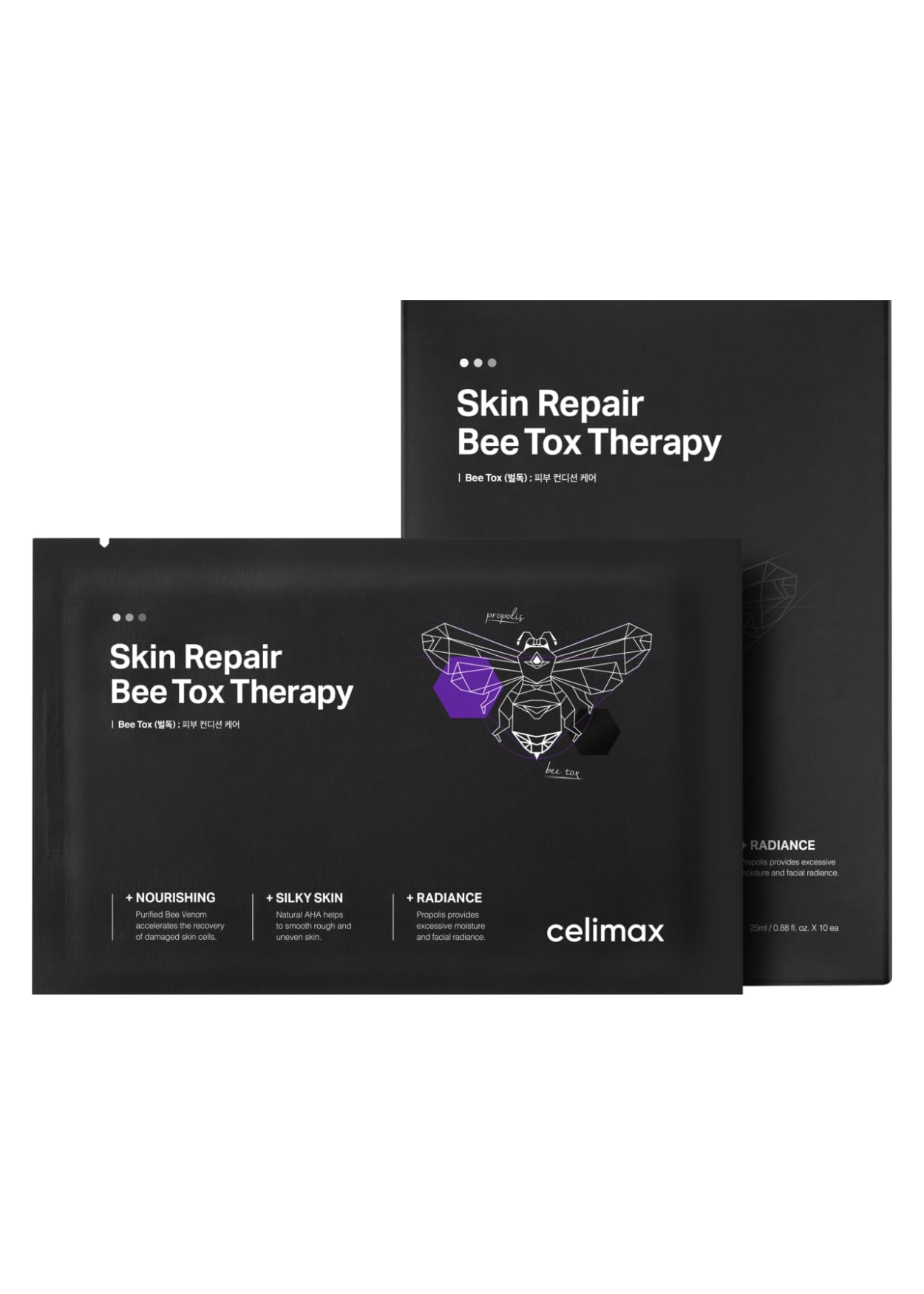 celimax Skin Repair BeeTox Therapy Sheet Mask 10EA | Skin Repairing, Exfoliating, Anti Aging, Lifting, Hydrating, Moisturizing & Soothing, Collagen, Korean Face Masks, 25ml