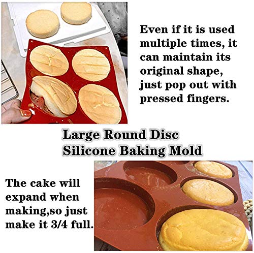 Image of First Try 6-Cavity Medium Round Silicone Disc Cake Mold, Flat Round Shape Pack Non-Stick Baking Molds Cake, Candy, Soap, Resin Art