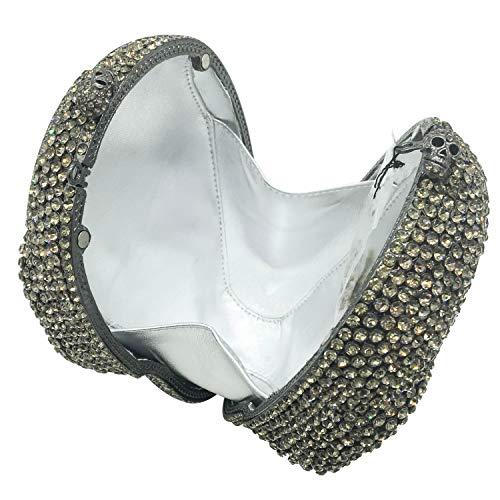 Image of Boutique De FGG Skull Crystal Clutch Purse for Women Formal Rhinestone Clutch Evening Bag Halloween Minaudiere Handbag,Mini