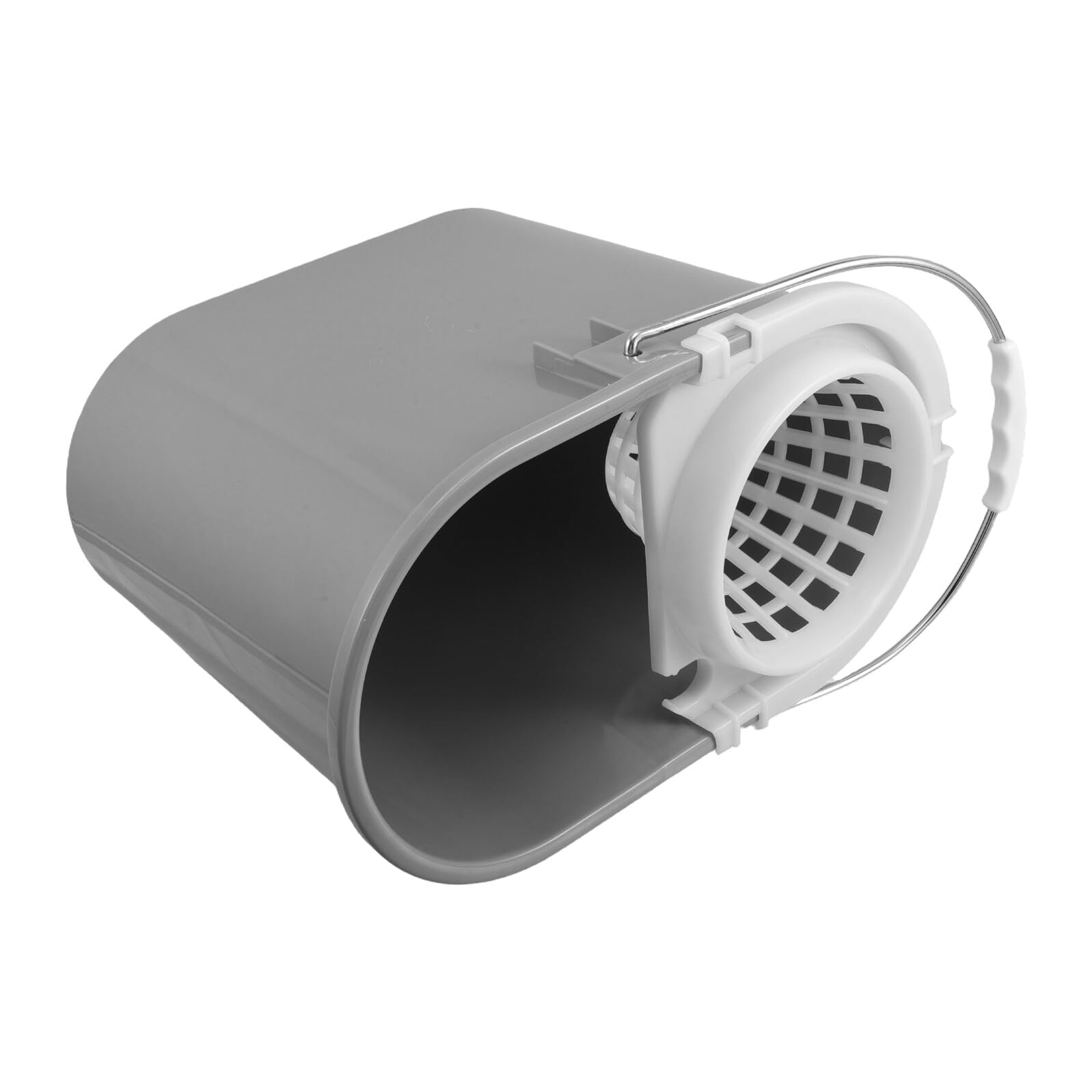 VALICLUD Cubo de Limpieza Comercial de Plástico Gris con Asa y Cesta Lateral, Accesorio Compatible para Trapeador Redondo, Cubo Pequeño para Fregar en Hoteles y Limpieza Industrial